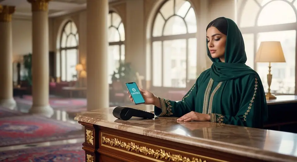 외국인 손님 결제에 쓰이는 페이로 단말기가 놓인 매장 장면